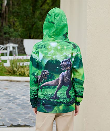 Uideazone 3D Hoodies For Boys Novelty Green Dinosaur Pullover Sweater Kids Fun Soft Lightweight School Hoodys Sweatshirts Big Girls Anime Graphics Tops Comfy Jersey Coat For Holiday #TOP2