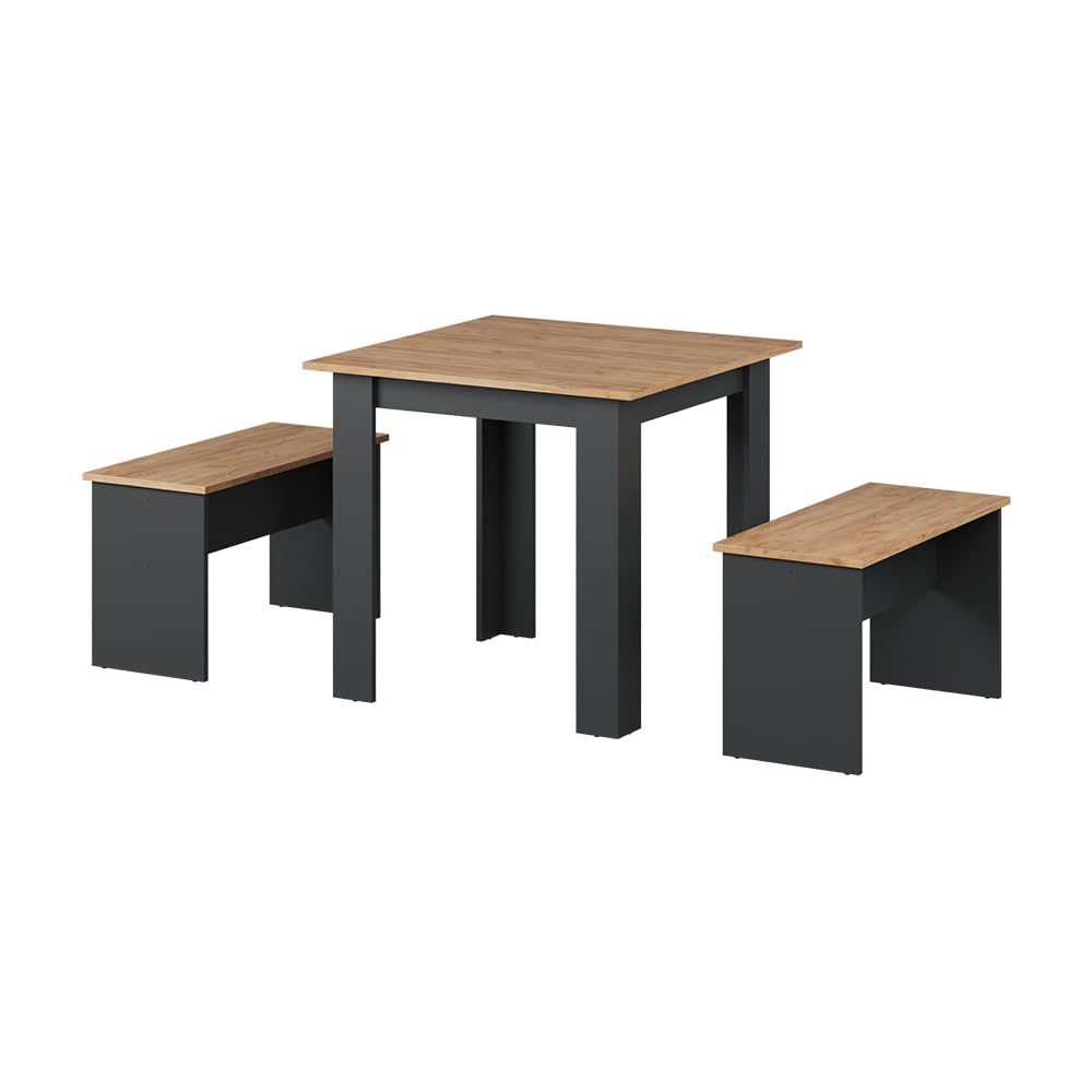 Vicco Set di tavoli da pranzo Sentio, Antracite/Rovere dorato, 80 x 80 cm