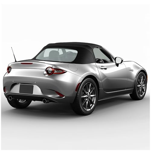 KUAFU Convertible Soft Top Compatible with 2006-2014 Mazda Miata MX-5 Black Sailcloth Vinyl w/Heated Glass Window