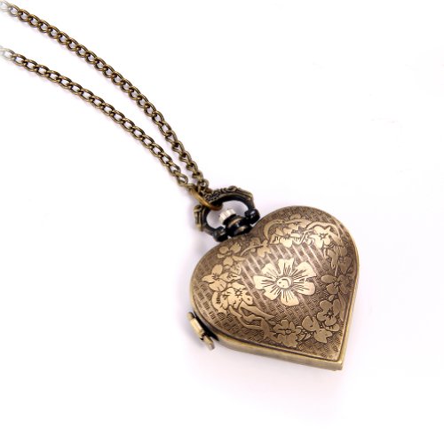 JewelryWe Vintage Heart Locket Style Steampunk Pocket Watch Pendant Long Necklace 31.5 Inch Chain (with Gift Bag) steampunk buy now online