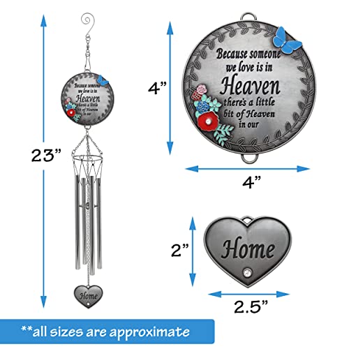 Banberry Designs Memorial Wind Chimes - Because Someone We Love Is In Heaven - Enameled Butterfly And Flowers - Garden Chime With Heart Charm - In Loving Memory Condolence - Outdoor Sympathy Reminder #TOP1