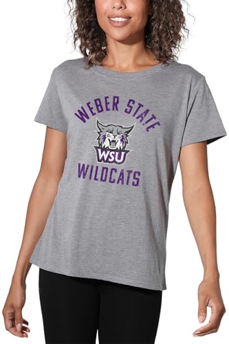 Weber State University Official Wildcats Logo Women's Loose T-Shirt, Athletic Heather, Large