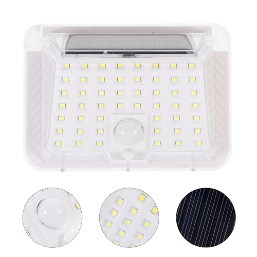Lámpara solar de pared con sensor de movimiento y foco transparente de 90 LED para exterior 7