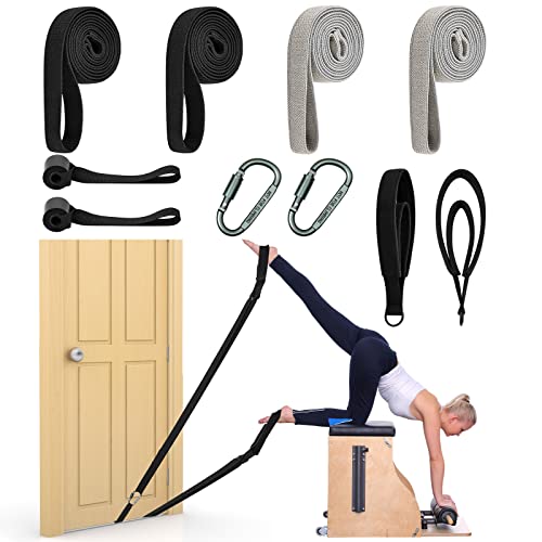 10 Pcs Exercise Straps Set, Pilates Straps Yoga Straps Pilates D-Ring Double Loop Straps Long Resistance Bands Door Anchors For Reformer Feet Fitness Accessories Home Gym Workout Equipment Straps #TOP29