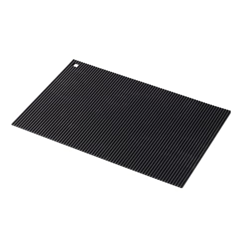 Zeal Large Silicone Trivet Mat Kitchen Worktop Protector for Hot Pots and Pans (36 x 24 cm) - Heat Resistant Mat, Non-Slip Rectangle Trivet (Black)