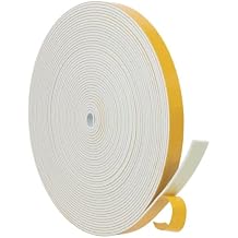Weather Stripping Door Seal Strip Strong Adhesive Foam Insulation Tape Tape Gasket for Door and Windows White, 1/2 in x 1/16 in x 33Ft