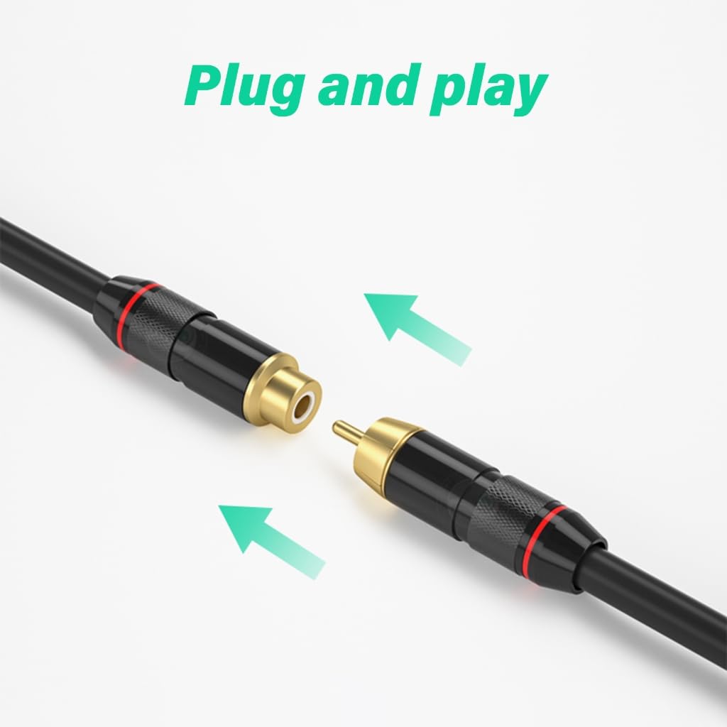 Sound Extension Cable High Durability Sound Cord for Subwoofer Amplifiers HiFi Systems with Gold Plate Connectors