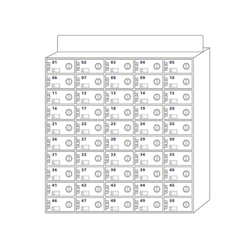 OGMOYT 30/40/50/60 Slots Cell Phone Locker Box, Acrylic Mobile Phone Storage Cabinet with Door Locks and Keys 锛孨Ame Tags 锛學All-Mounted Pocket Locker,50Slotsone Size