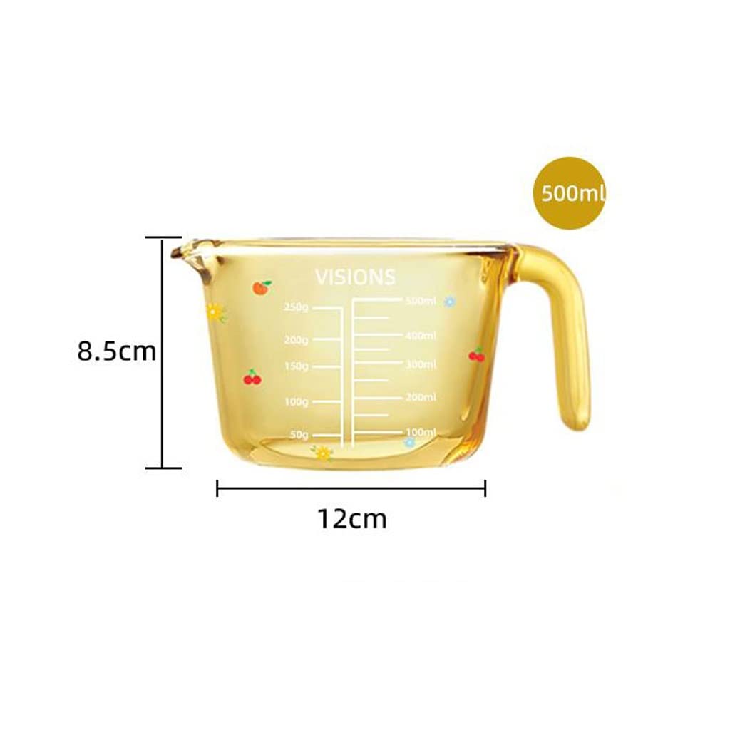 Tasse à mesurer avec échelle pour la Cuisson à la Maison Verre ambré résistant aux Hautes températures Yuan Qi Tasse à mesurer Tasse à Lait (500 ML)