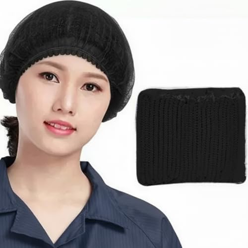 Image of Disposable Bouffant Caps for Women & Men | Non Woven Hair Net Cap | Elastic Head Cover for Hospital, Kitchen, Food Industry, Spa & Salon Use (Black, PAck Of 500)