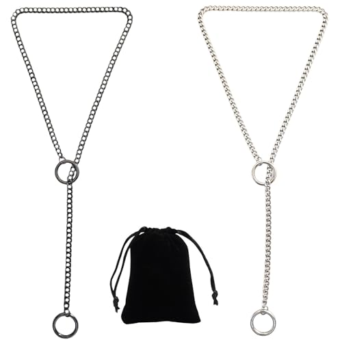 TJUSPIRIT Collier ras-de-cou en acier inoxydable pour femme - Chaîne à enfiler - Collier en cuir synthétique - Style punk gothique Y2K Lariat Y - Longueur : 60 cm, 20x20 mm, Acier inoxydable
