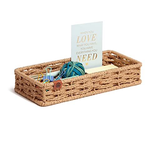 U Brands Woven Catch-All Tray, Rattan-Inspired Wicker Style Office Organization Supplies, 1 Count - Thumbnail 5