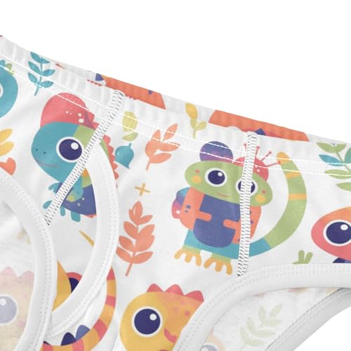 KLL Colorful Pattern with Cute Chameleons Little Boys Cotton Athletic Underwear Cute Children Undies4