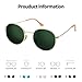 Joopin Trendy Circle Sunglasses Polarized UV Protection, Gold Frame Green Round Sun Glasses, Wire Rimmed Flat Lens Sunnies