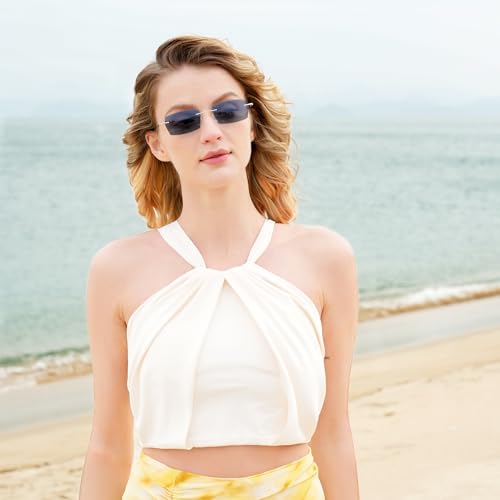 Image of Cyxus Photochromic Rimless Blue Light Glasses Silver UV Protection | Adaptive lenses turn dark in sunlight for UV shade, rimless frame adds a minimalist everyday look