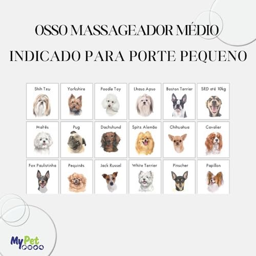MY PET BRASIL Osso Massageador Médio Brinquedo Para Cachorros Interativo E Divertido Auxilia E Forta