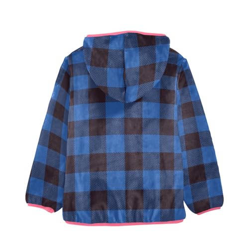 GuoChe Black Blue Plaid Kids Sherpa Jacket2