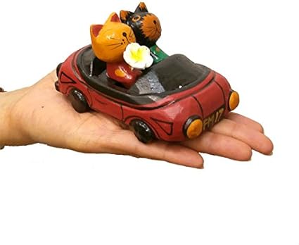 Amazon Co Jp 木彫り バリ ネコ カップル ドライブ 車 ペア 赤色 置物 小物 贈り物 アジアン雑貨 並行輸入品 赤 ネコ 並行輸入品 ホーム キッチン