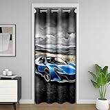 Homemissing Sportwagen Vorhang Blaue Cool Speed Rennwagen Zimmer Divider für Kinder Cool Speed Luxuswagen Türvorhang 132x203cm Extreme Sports Vorhang für Innentür Raumteiler Schlafzimmer