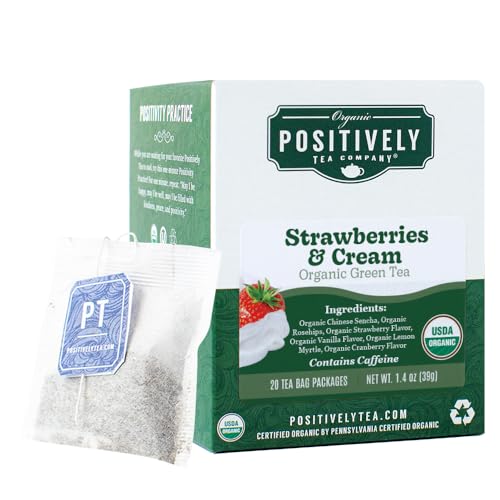 Image of Positively Tea, Organic Strawberries and Cream Green Tea Bags, 20 Count