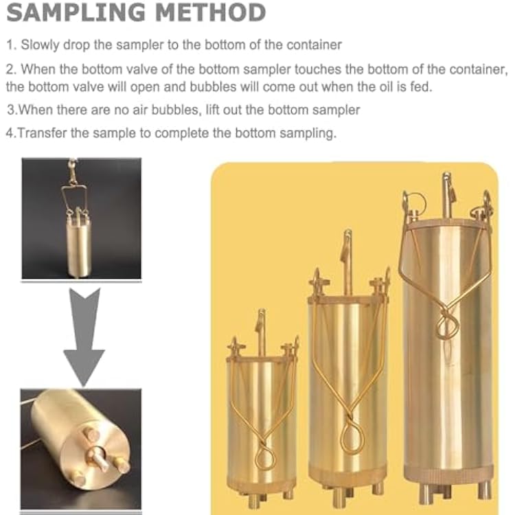 300 500 1000 Ml Brass Oil Bottom Sampler, Integrated Sampler Bucket Oil Sampling Container with 5m Long Rope, Easy to Clean(Large 1000 mL/33.8 fl oz)