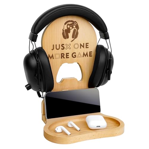 Gifts for Boyfriend - Gamer Gifts for Men - Wooden Gaming Headset Stand with Light - Gaming Boys Room Decor - Gaming Accessories