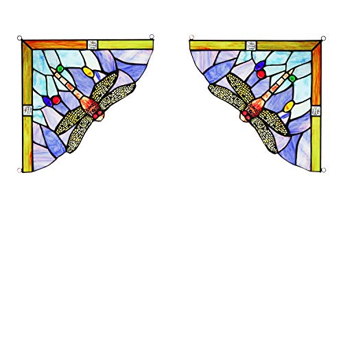 Aeiniwer Radiance Goods Dragonfly Tiffany-Glass Panel Window Corner 10