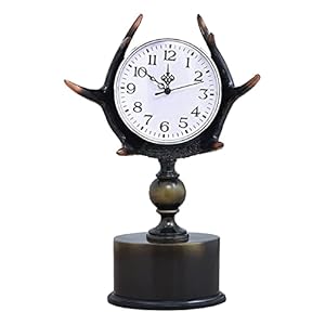 Desk Clock for Table Decor Antlers Clock Ornaments Battery Operated Mantel Clock Decorative Tabletop Clock