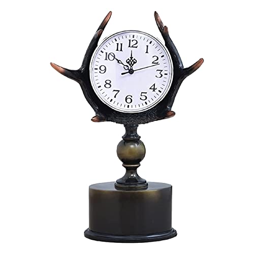 Desk Clock for Table Decor Antlers Clock Ornaments Battery Operated Mantel Clock Decorative Tabletop Clock