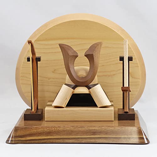 五月人形 木製 無垢材の兜 muku （むく） 立体大鍬形 弓・太刀 高級木材使用台屏風セット GOWD-WMW-N-W11 木製兜飾り