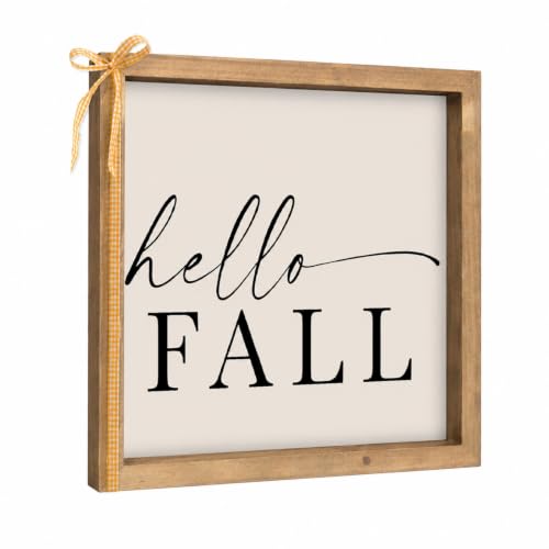 pechpell 11.8 Hello Fall Sign Framed Autumn Wall Shelf Table Home Decor