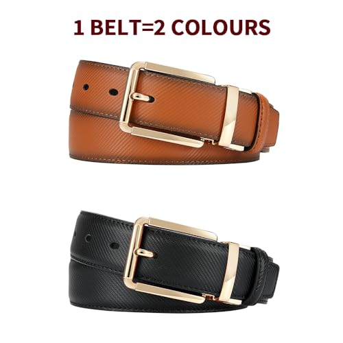 Image of DOOPAI Reversible Leather Belt for Men 1.25 inch - Dual Sided Dress and Casual Belt, Trim to Fit, 2 Styles in One Belt