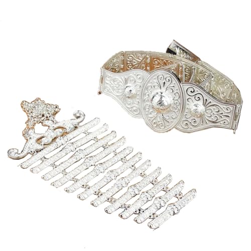 Turks Caucasus Belt Breastplate Sets For Women Wedding Stage Jewelry Metallic Pattern Belly Chain Adjustable Length