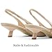 JENN ARDOR Nude Kitten Heels for Women Slingback Dressy Pumps Short Low Heeled Corporate Brown Pointed Toe Fashion Casual Frech Chic Shoes Size 8.5