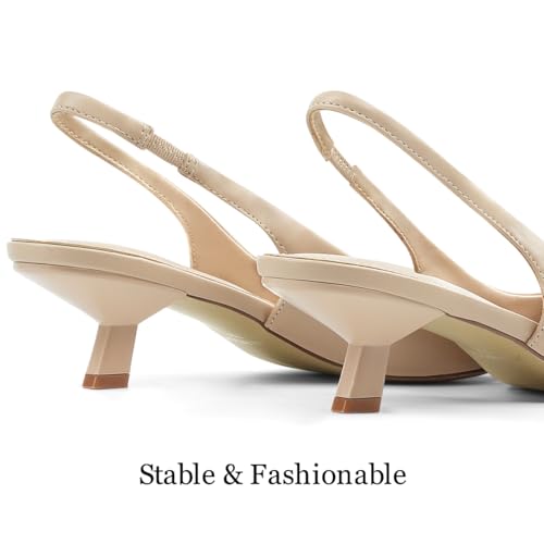 Image of JENN ARDOR Slingback Heels for Women Low Heels Dress Shoes Kitten Pumps Dressy Heeled Sandals Wide Width Fashion Casual Shoes
