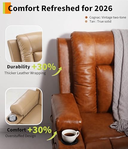 Image of Garvee Power Lift Recliner Chair - Heat and Massage, PU Leather Electric Lift Recliner for Elderly & Mobility Impaired, Adjustable Back and Legs, Heavy Duty Lift Chair for Seniors