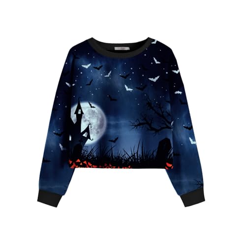 Image of Arshiner Girls Crop Tops Kids Long Sleeve Pullover Sweatshirts Girls Cropped Crewneck Sweatshirt for Teen Girl