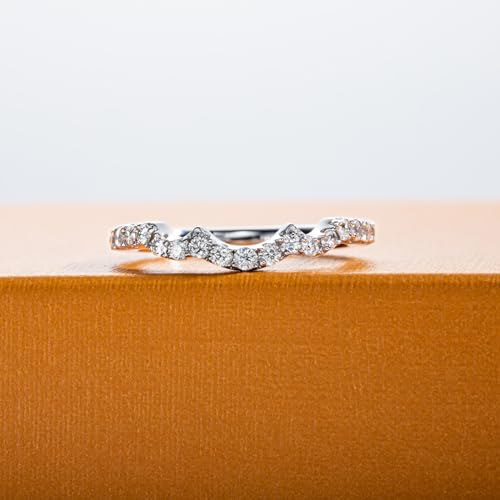 Moissanite Wedding Band Half Eternity Rings D Color VVS1 Clarity Round Cut Ring Enhancer S925 Sterling Silver Curved Stackable Anniversary Bands for Women with Certificate2