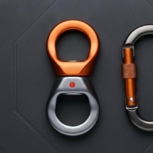 Image of Climbing Rotating Connector Rotating Attachment Connector 3500 Kg Capacity Hardware Fitting for Climbers, Airborne Airborne Exercise Users Gunmetal Orange