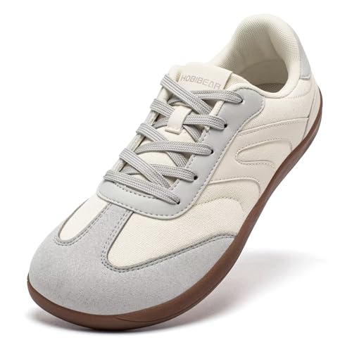 HOBIBEAR Barefoot Shoes Zero Drop Wide Fashion Sneakers for Women Men(Beige Gray, Women 9.5/Men 8.5)
