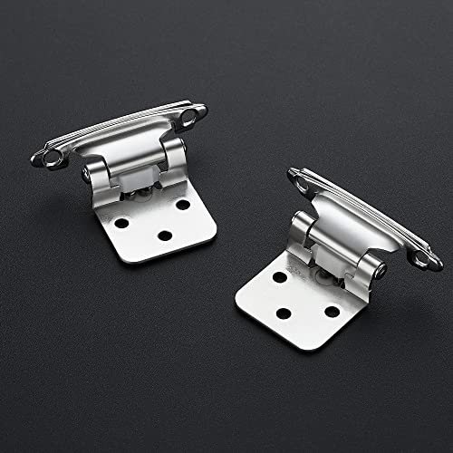 Image of Ravinte 30 Pack (15 Pairs) 1 /2 inch Overlay Cabinet Hinges, Self-Closing Semi-Concealed Face Mount, Polished Chrome Decorative Hardware with Door Bumpers for Kitchen & Cupboard Doors, Silver