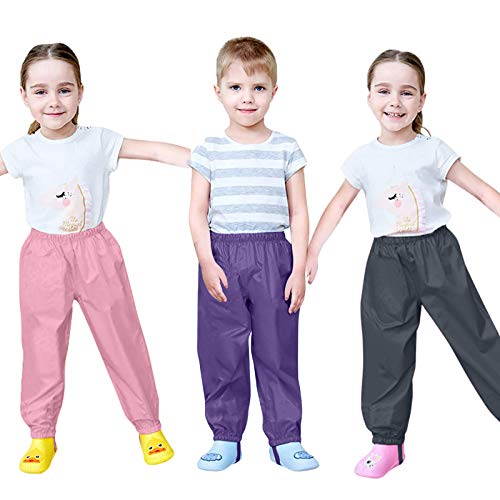 Kids Toddler Rain Pant Baby Girls Boys Raincoat Mud Dirty Proof Rain Dungarees Outdoor Trouser Rain Splash Pant Rainwear Black