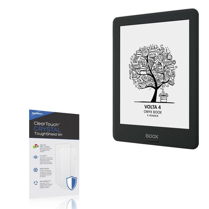 BoxWave Screen Protector Compatible With ONYX BOOX Volta 4 - ClearTouch Crystal ToughShield 9H (2-Pack), Clear 9H Tough Flexible Film Screen Protector