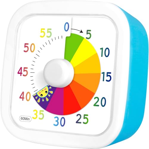 Visueller Timer, VIPNAJI 60 Minuten Countdown Timer für Kinder Erwachsene, Leises Zeit Management Werkzeug mit optionaler Alarm für Kinderschreibtisch, Bürotisch und Meetings,geräuschlosem Betrieb