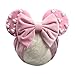 JIAHANG Baby Girl Pink Velvet Mouse Ears Turban Headband with Pearls, Beaded Velvet Hair Bow Hairband for Infants Toddlers Kids