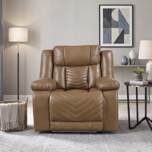 Image of Lexicon Faux Leather Power Recliner Chair with USB Charging Ports, Brown