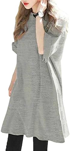 Fosys Women's Long T-Shirt, T-Shirt, Loose Fit, Summer, Half Sleeve, Knee Length, Drop Shoulder, Side Slit, Solid Color, Casual