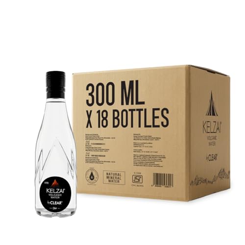 Image of Kelzai Volcanic Natural Mineral Still Water | Naturally Filtered and Rich in Minerals - 300 ml (Glass Bottle - Pack of 18)