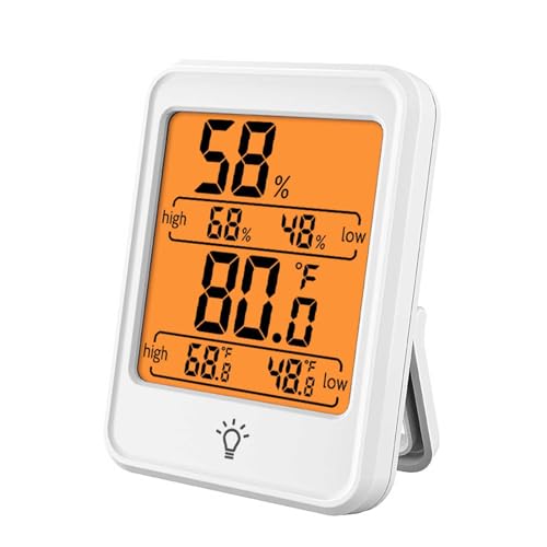 Digital Thermometer Hygrometer, Clear Display Good Accuracy Indoor Electronic Temperature Humidity Meter Thermometer Measuring Devices for Home Office (White)