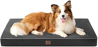 EHEYCIGA Memory Foam Extra Large Dog Bed Washable, Orthopedic Dog Beds Waterproof XL Dog Mattress for Crate, Flannel Flat Pet Bed Cushion Mat with Removable Cover, 104x68x7.5cm, Dark Grey